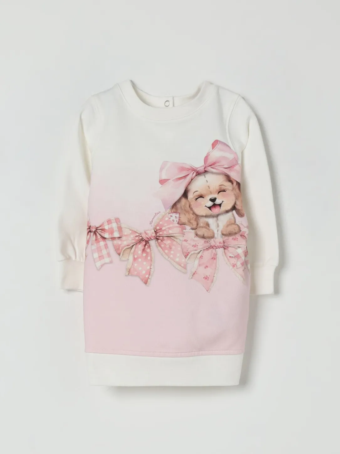 Abito a felpa stampata in cotone Monnalisa