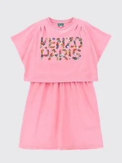 Abito a t-shirt in cotone con logo Kenzo Kids