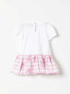 Abito in cotone a righe con stampa floreale Monnalisa