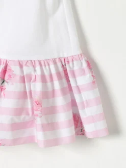 Abito in cotone a righe con stampa floreale Monnalisa