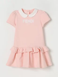 Abito in cotone con logo Fendi