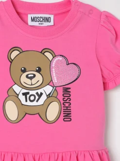 Abito in cotone con stampa Teddy Toy Moschino