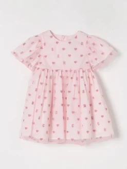 Abito in cotone e tulle con cuori all-over Moschino