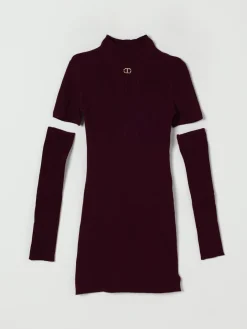 Abito in maglia di viscosa con logo Twinset