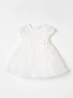 Abito in tulle con ricami floreali Monnalisa