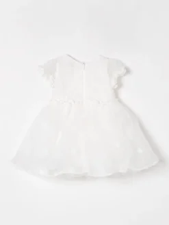 Abito in tulle con ricami floreali Monnalisa