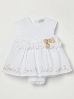 Abito Monnalisa in cotone con ricamo