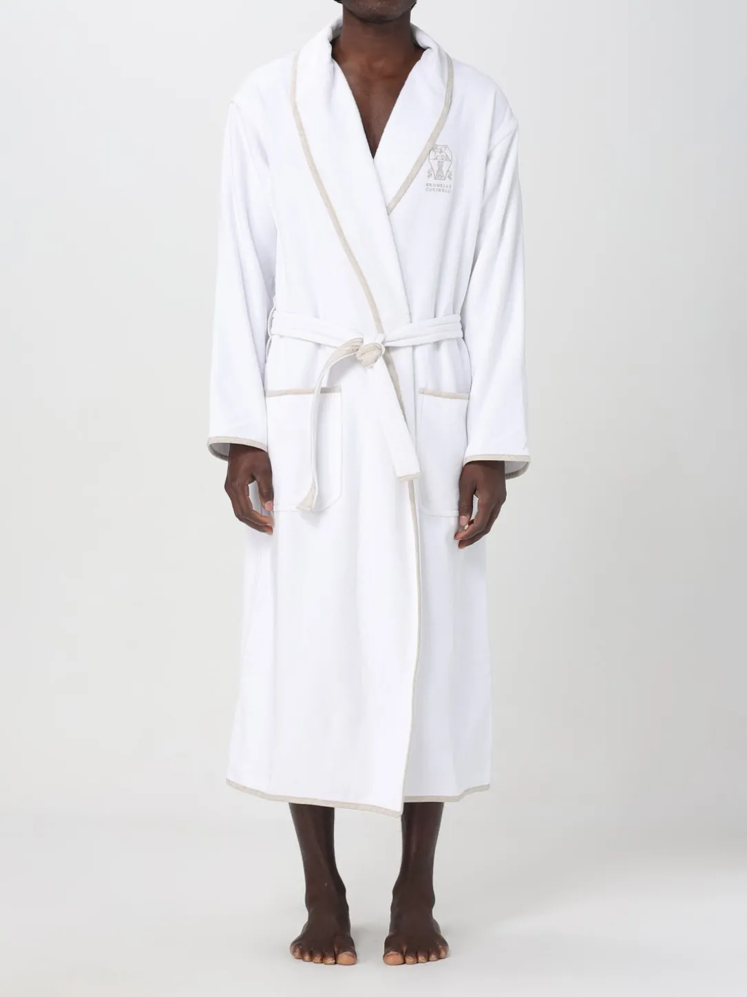 Accappatoio in cotone con logo Brunello Cucinelli