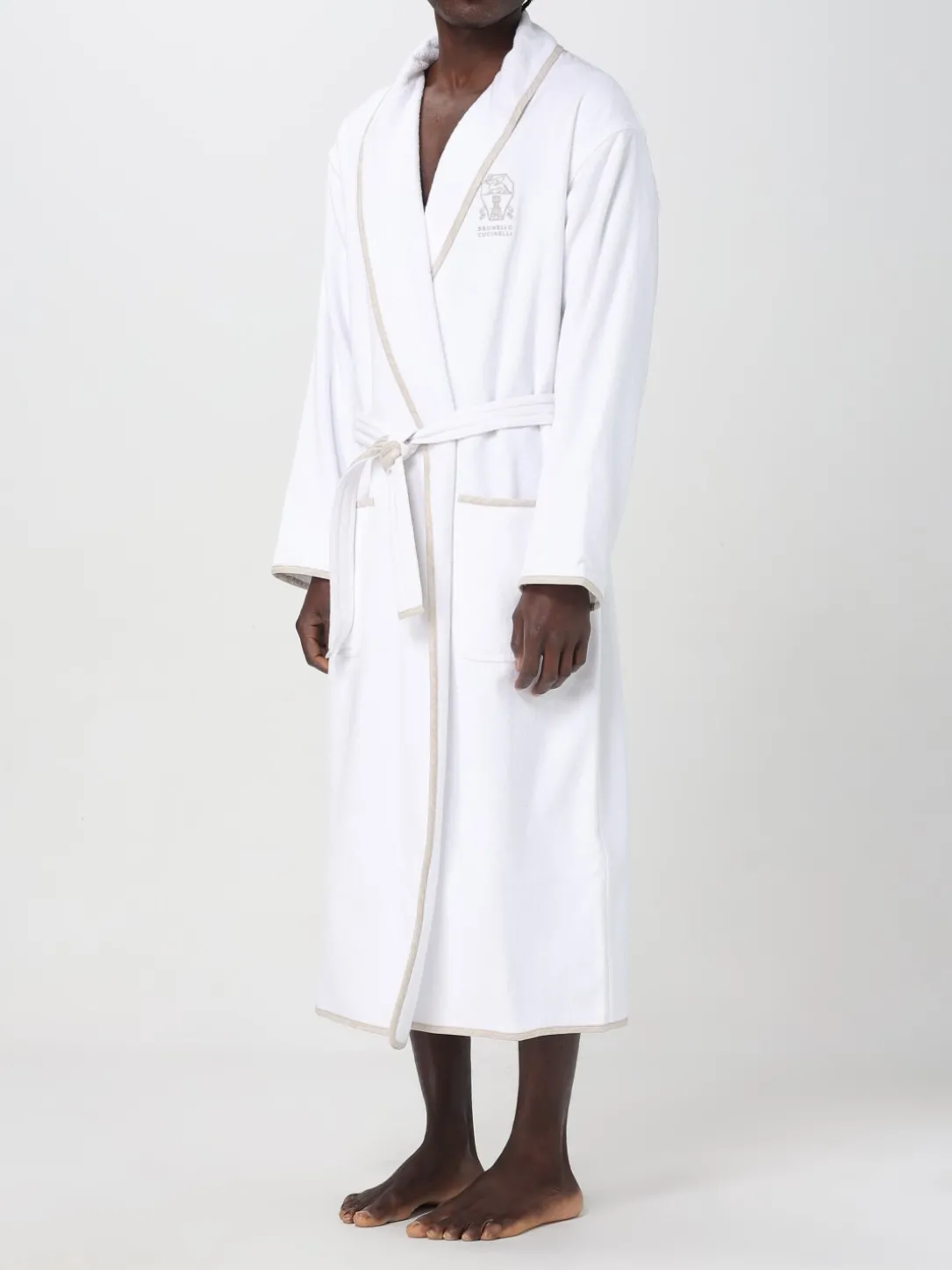 Accappatoio in cotone con logo Brunello Cucinelli