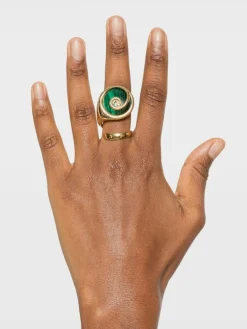 Anello Ascolto Panconesi in ottone placcato con pietra