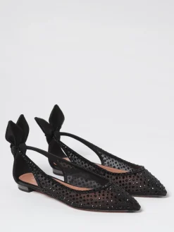 Ballerina Bow Tie Aquazzura in raso e nylon con strass all over