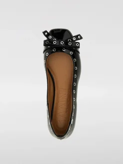 Ballerina Eyelet Bow Ganni in pelle sintetica con occhielli metallici e fiocco