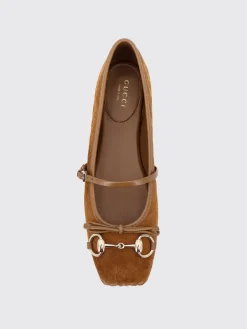 Ballerina Gucci in camoscio con monogram GG goffrato