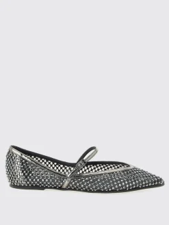 Ballerina Le Silla in nylon a rete con strass all over