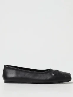 Ballerina Marni in pelle con fiocco embossed