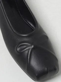 Ballerina Marni in pelle con fiocco embossed