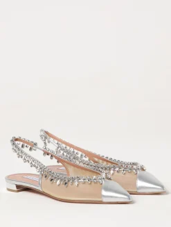 Ballerina Temptation Aquazzura in nylon e nappa laminata con cristalli