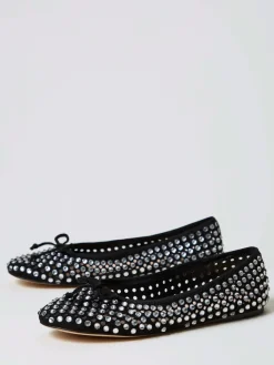 Ballerina Twinset Actitude in pelle traforata con strass all over