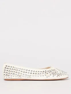 Ballerina Twinset Actitude in pelle traforata con strass all over