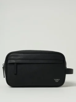 Beauty case in pelle sintetica saffiano Emporio Armani