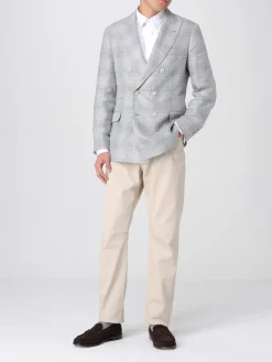 Blazer a doppiopetto in misto lino Brunello Cucinelli