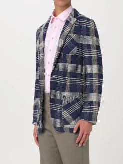 Blazer Etro in cotone e lino check