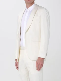 Blazer monopetto Boss in seta e lino