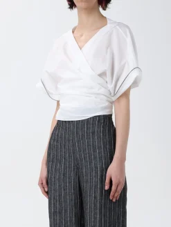 Blusa Brunello Cucinelli in cotone con monile nickel-free
