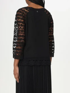 Blusa Twinset in macramè e jersey di cotone