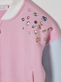 Bomber in cotone con gioielli applicati Monnalisa