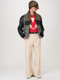 Bomber Valentino in pelle e lana