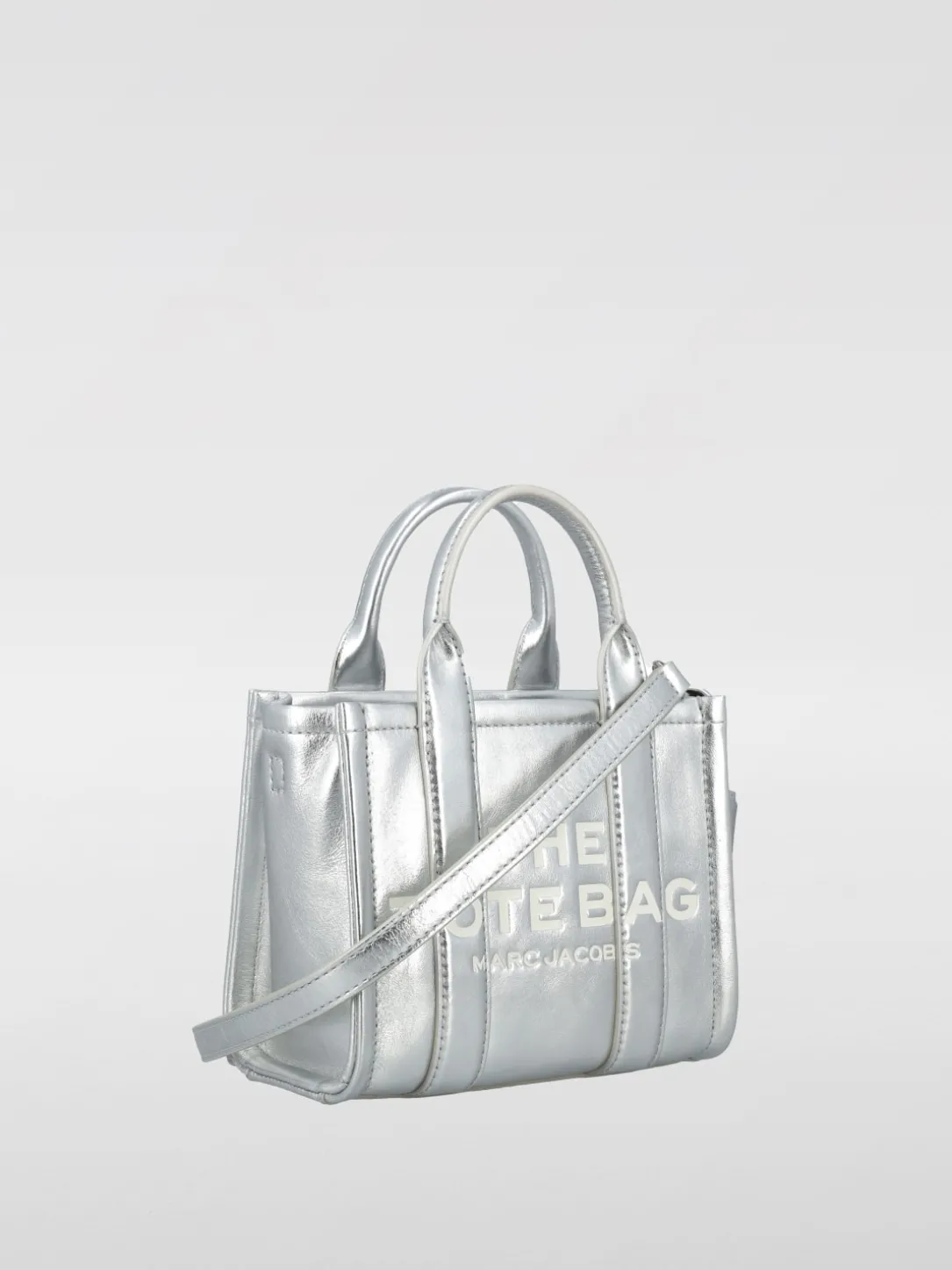 Borsa a mano in pelle metallizzata Marc Jacobs