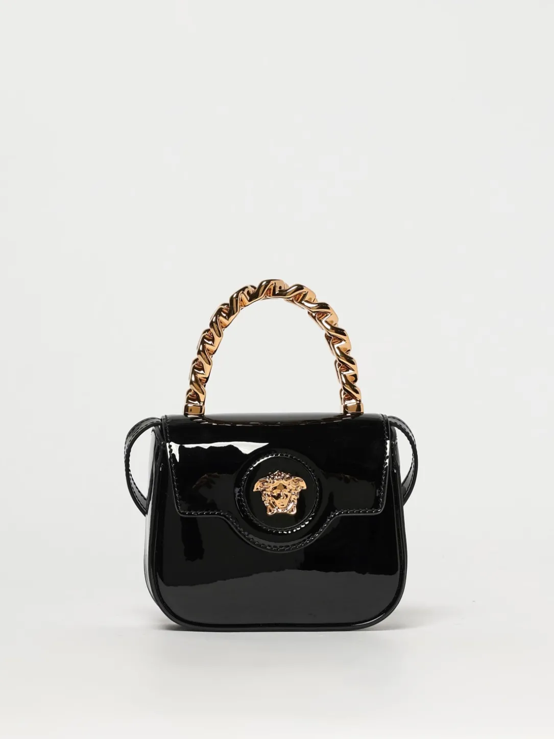 Borsa a mano in pelle verniciata Versace