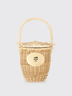 Borsa a secchiello in rafia Patou