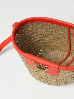 Borsa a secchiello in rafia Pinko