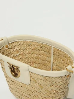 Borsa a secchiello in rafia Pinko