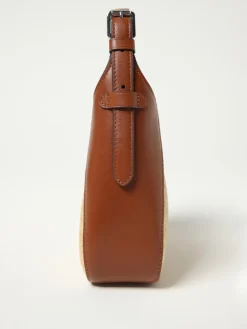 Borsa a spalla Lauren Ralph Lauren in pelle e rafia