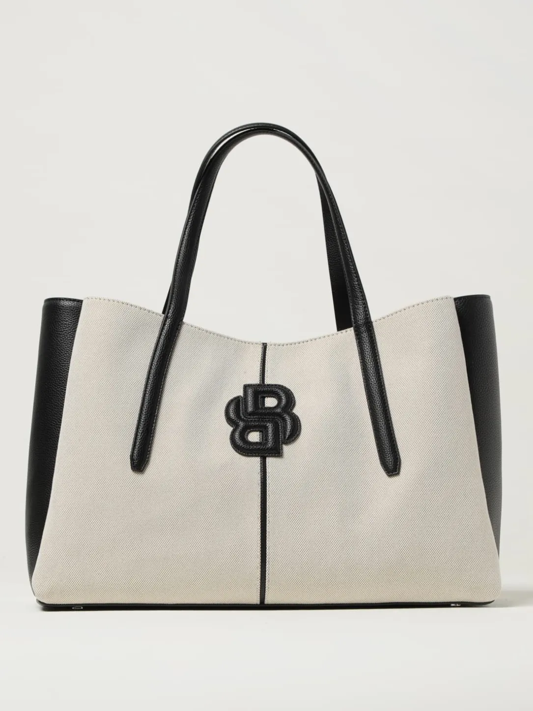Borsa a spalla tote in tela con monogramma Double B Boss