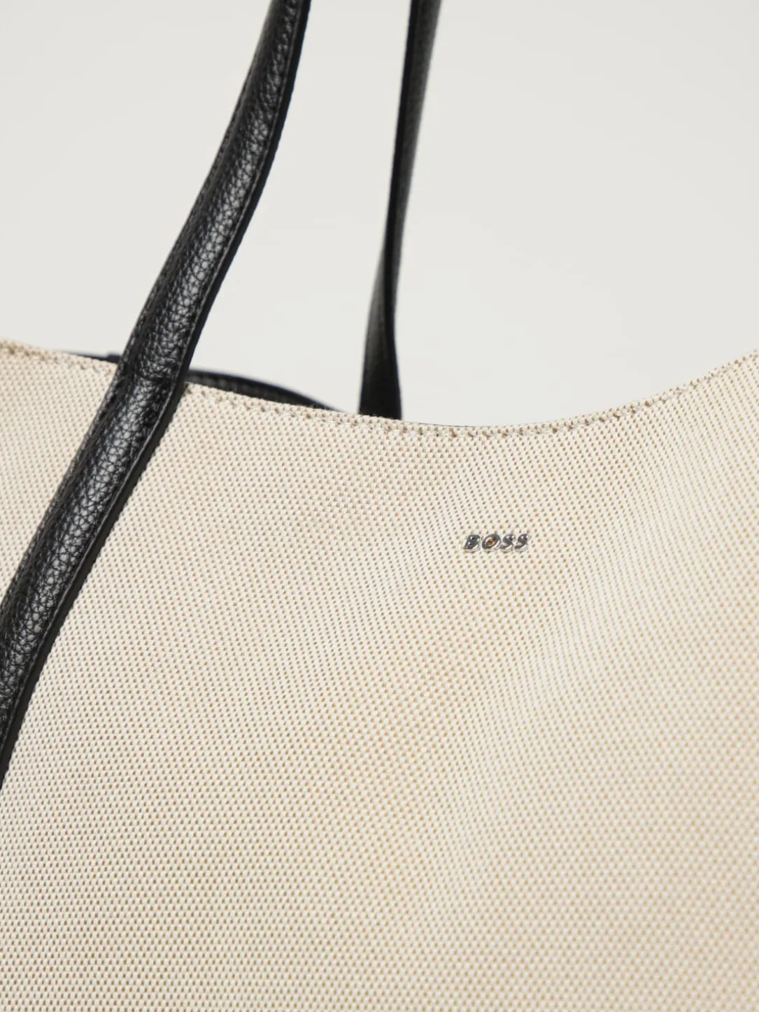 Borsa a spalla tote in tela con monogramma Double B Boss