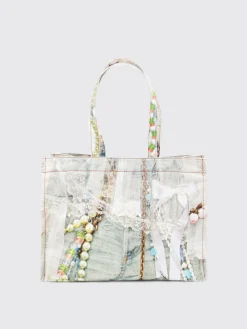 Borsa Acne Studios in cotone stampa denim trompe l'oeil