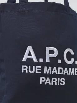 Borsa A.P.C. in canvas con logo ricamato