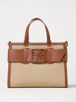 Borsa Armani Exchange in pelle sintetica e rafia intrecciata