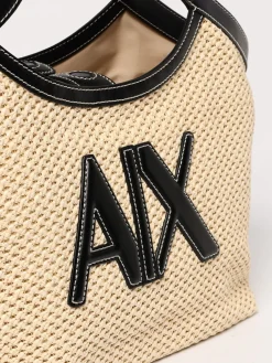 Borsa Armani Exchange in rafia e pelle sintetica