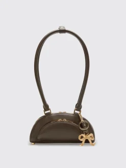 Borsa Curved Self-Portrait in pelle con fiocchi di strass