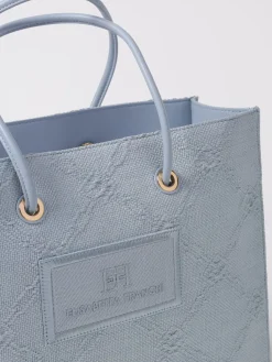 Borsa Elisabetta Franchi in rafia con logo jacquard