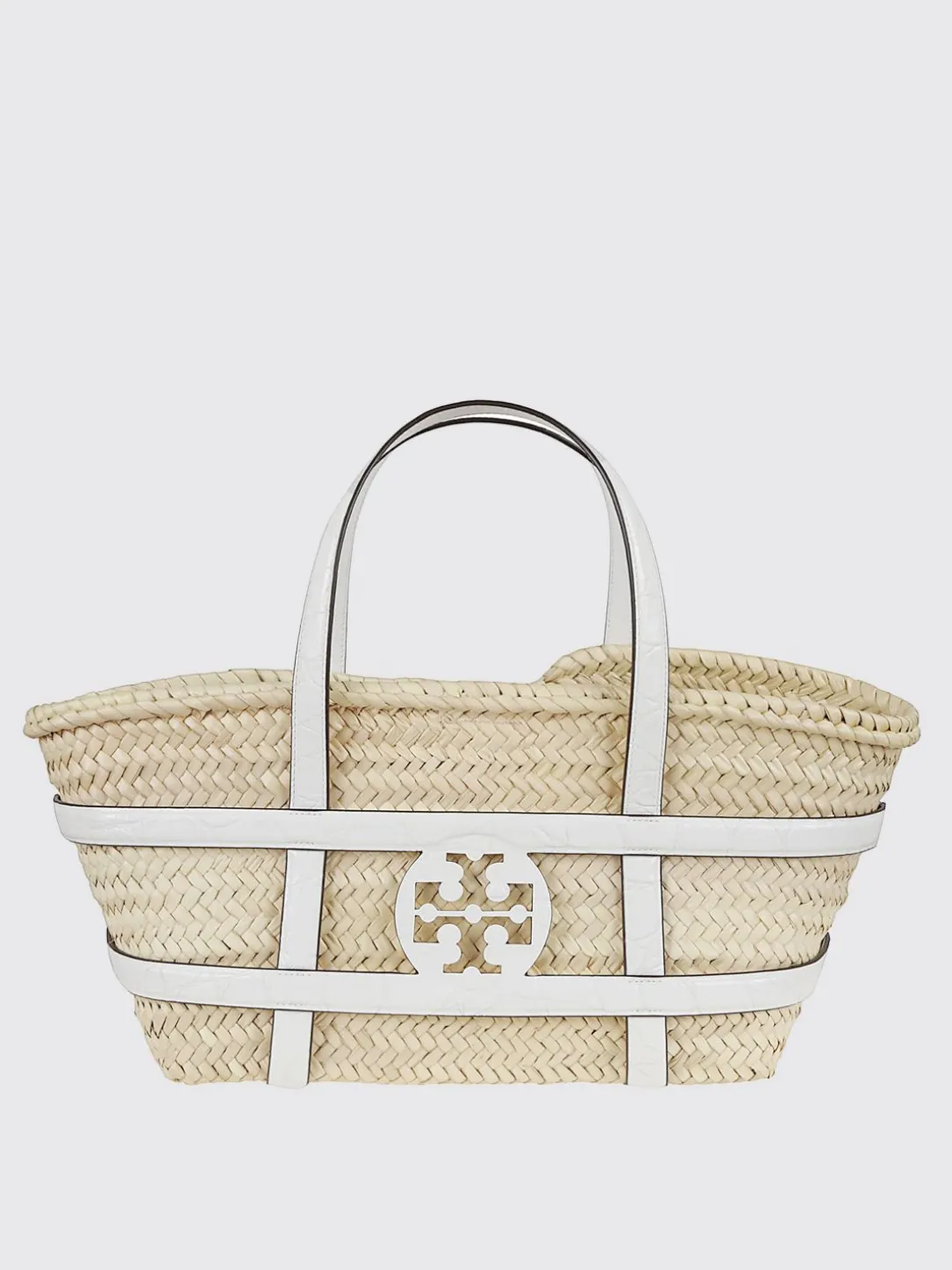Borsa Ella Tory Burch in rafia intrecciata e pelle