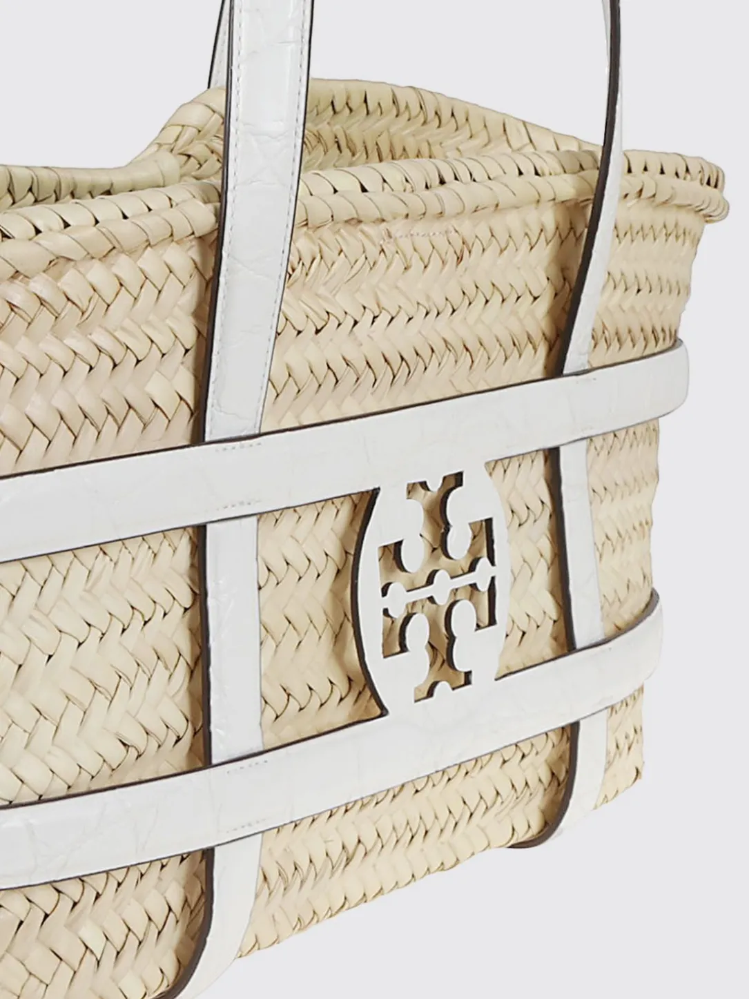 Borsa Ella Tory Burch in rafia intrecciata e pelle