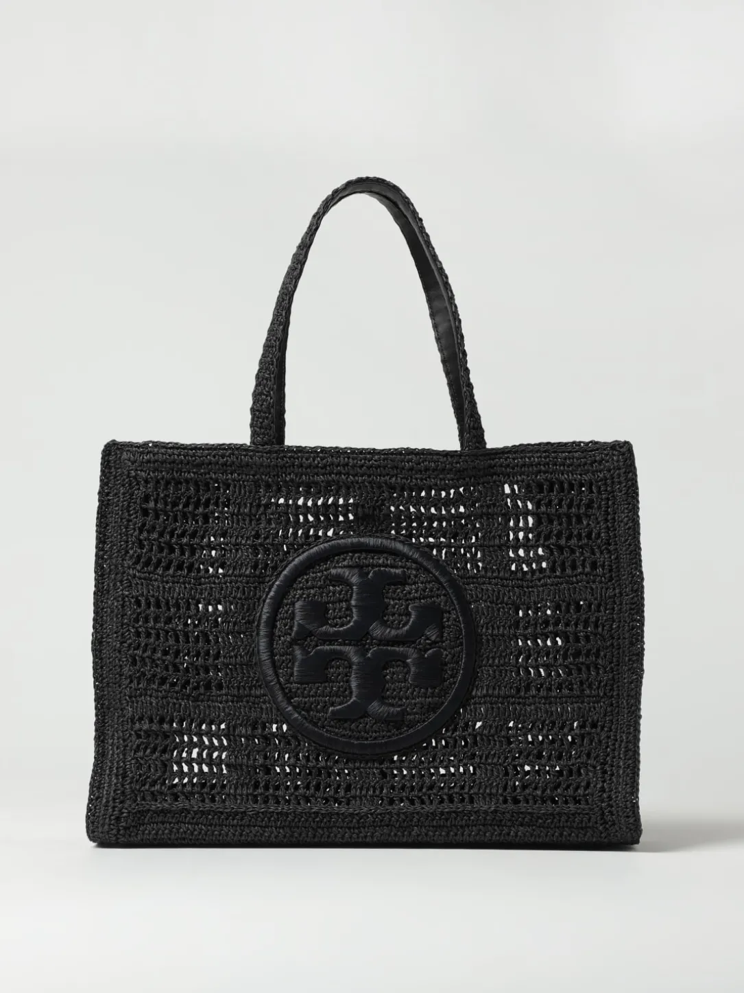 Borsa Ella Tory Burch in rafia crochet e pelle