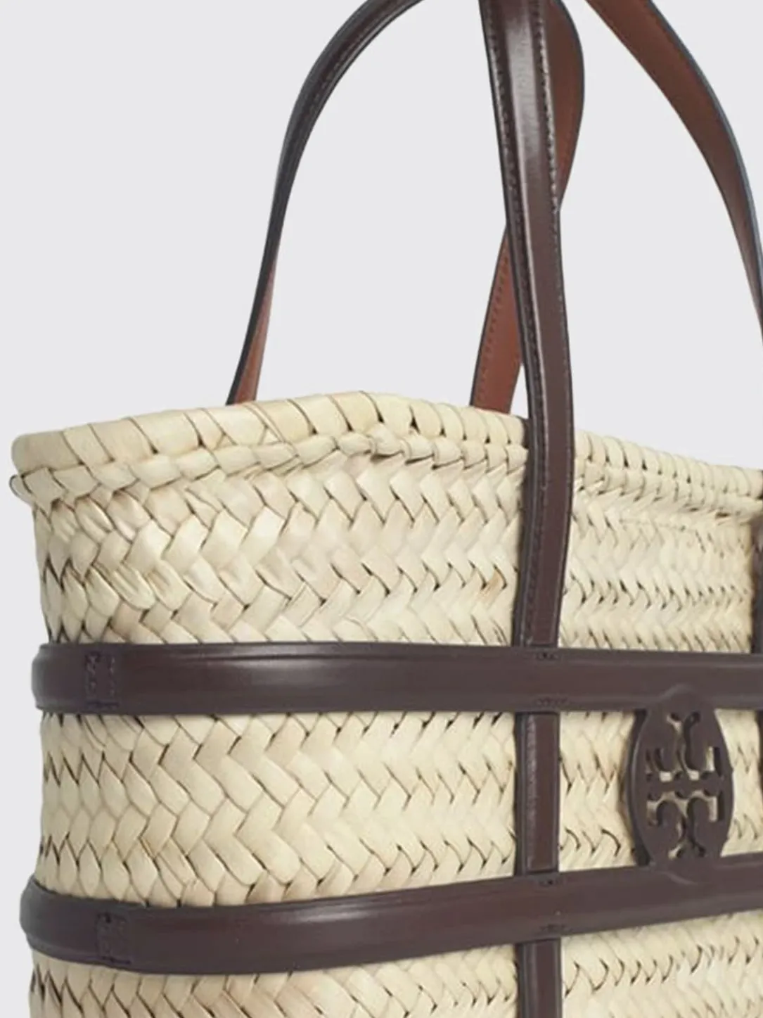 Borsa Ella Tory Burch in rafia e pelle