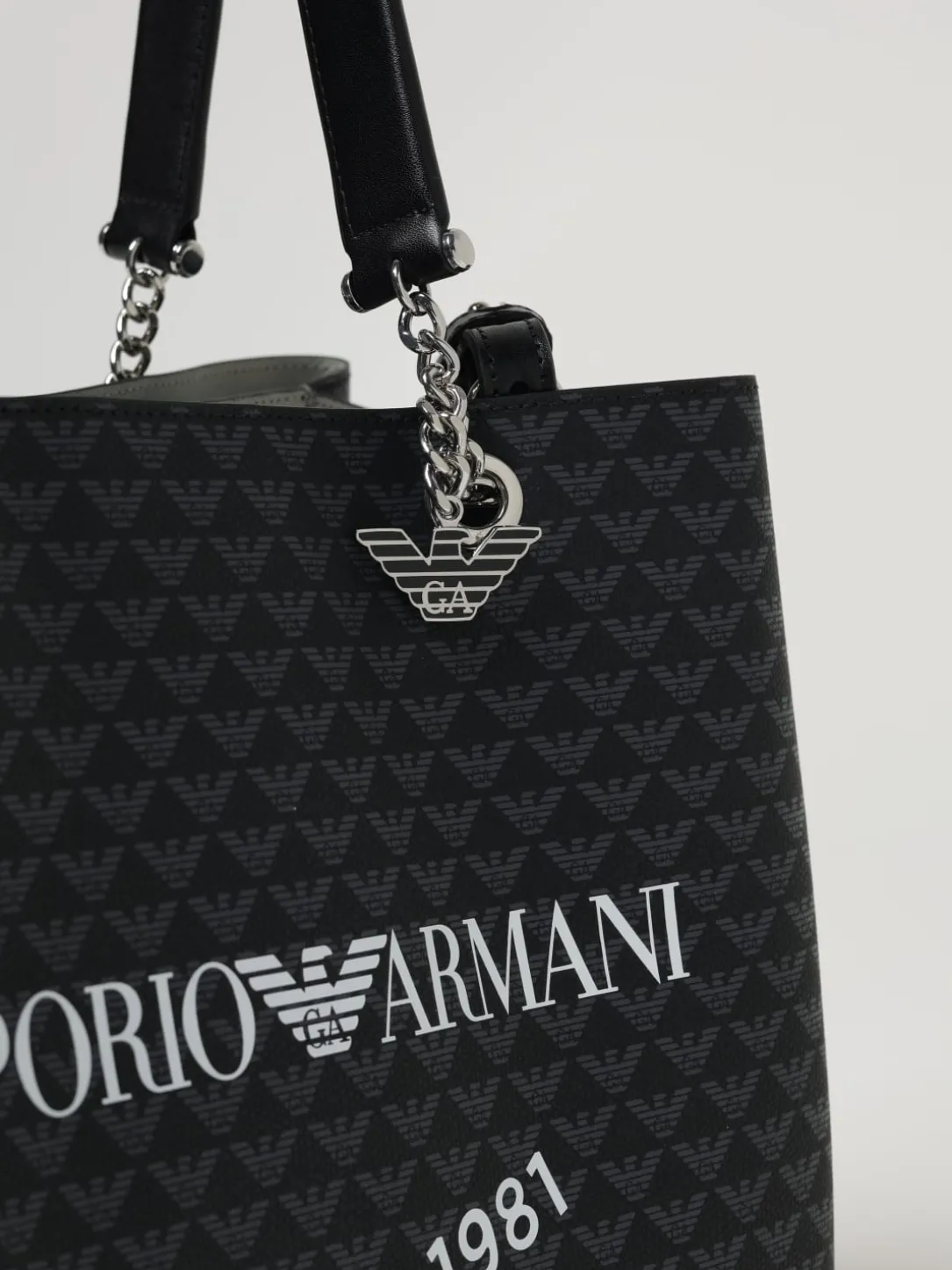 Borsa Emporio Armani in pelle sintetica a grana con logo all over